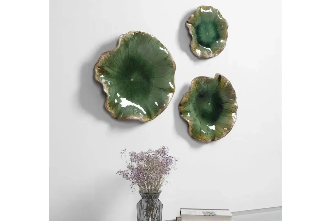 Abella Ceramic Wall Art In Blue, Set Of 3