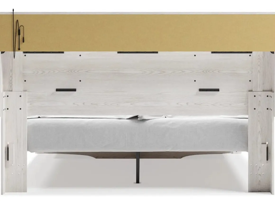 Altyra Bookcase Bed W/ Storage In Pearl White, Queen