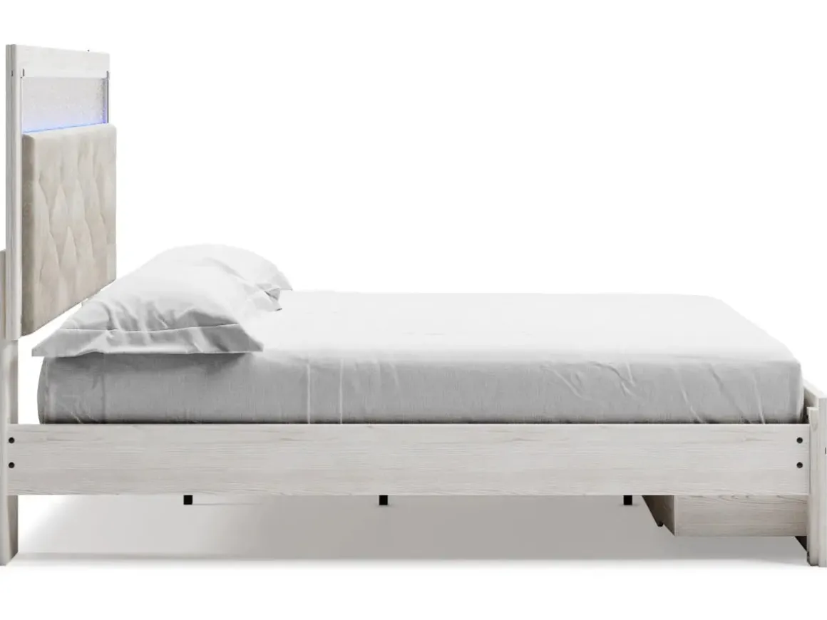 Altyra Panel Bed W/ Storage In Pearl White, Queen