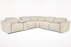 Amara 6 Piece 2 Power Sectional W/ 2 Power Armless Recliner In Tasmin Granite
