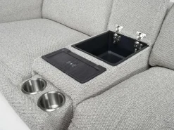 Amara 6 Piece 2 Power Sectional W/ 2 Power Armless Recliner In Tasmin Granite