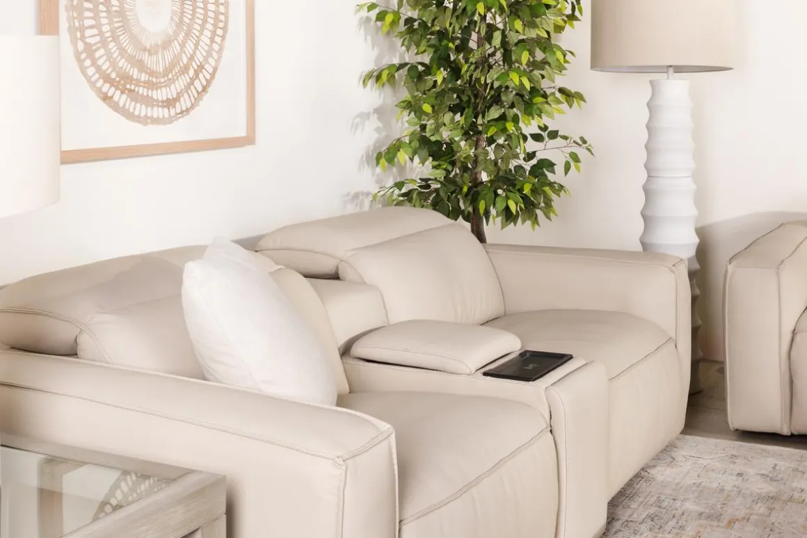 Amara 2 Power Console Loveseat In Tasmin Granite