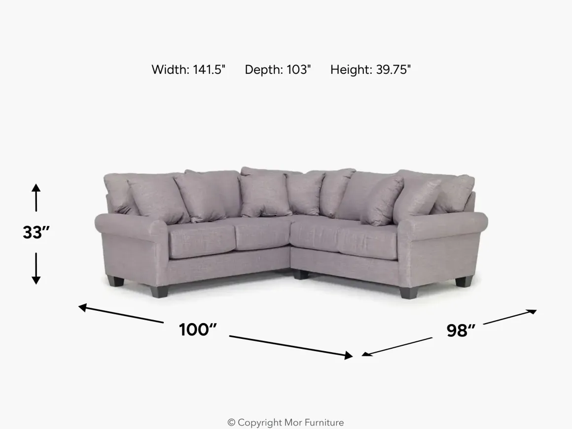 Amelia Crypton Performance Tux Loveseat Sectional In Nomad Slate, Left Facing