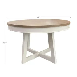 Americana Round Dining Table & 4 Upholstered Chairs In Cotton