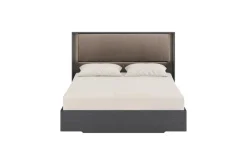 Amy Upholstered Bed W/ Storage, Dresser, Mirror & Nightstand In Dark Oak, Queen