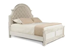 Anastasia Upholstered Panel Bed In Antique Bisque, Queen