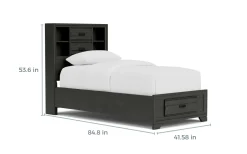 Andes Bookcase Bed W/ Storage In Charcoal, Twin