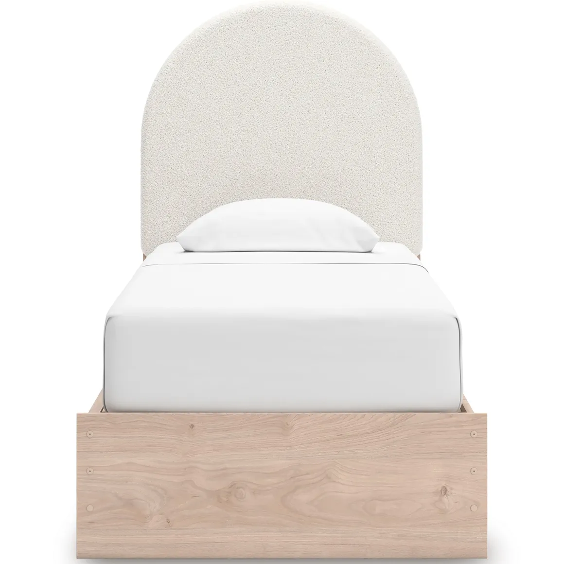 Arloster Upholstered Panel Bed In White, Twin