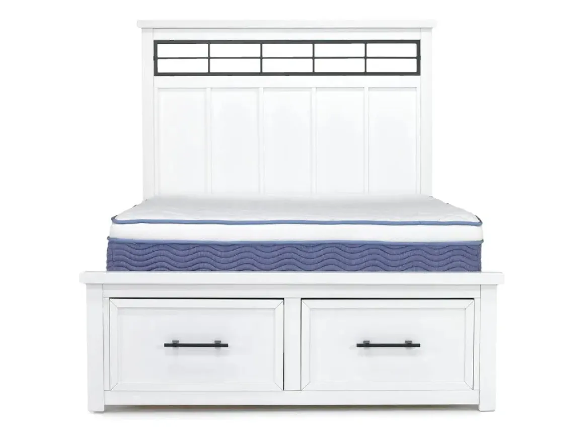 Ashbryn Storage Bed, Dresser, Mirror & Nightstand In White, Queen