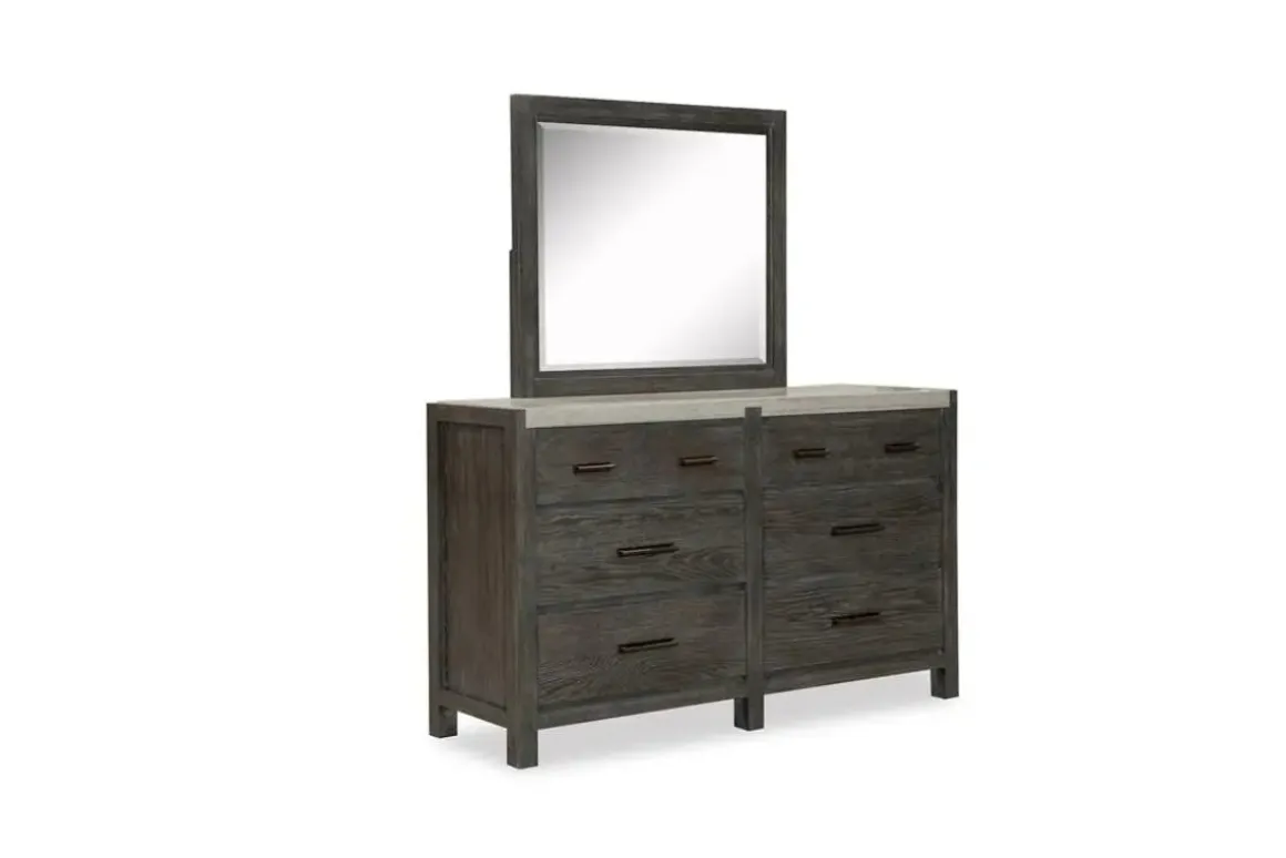 Aspen Valley Panel Bed, Dresser, Mirror & Nightstand In Sierra Brown, Queen