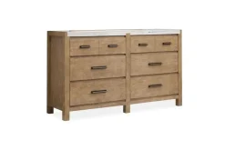 Aspen Valley Panel Bed, Dresser, Mirror & Nightstand In Sierra Brown, Queen