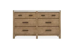 Aspen Valley Panel Bed, Dresser, Mirror & Nightstand In Sierra Brown, Queen