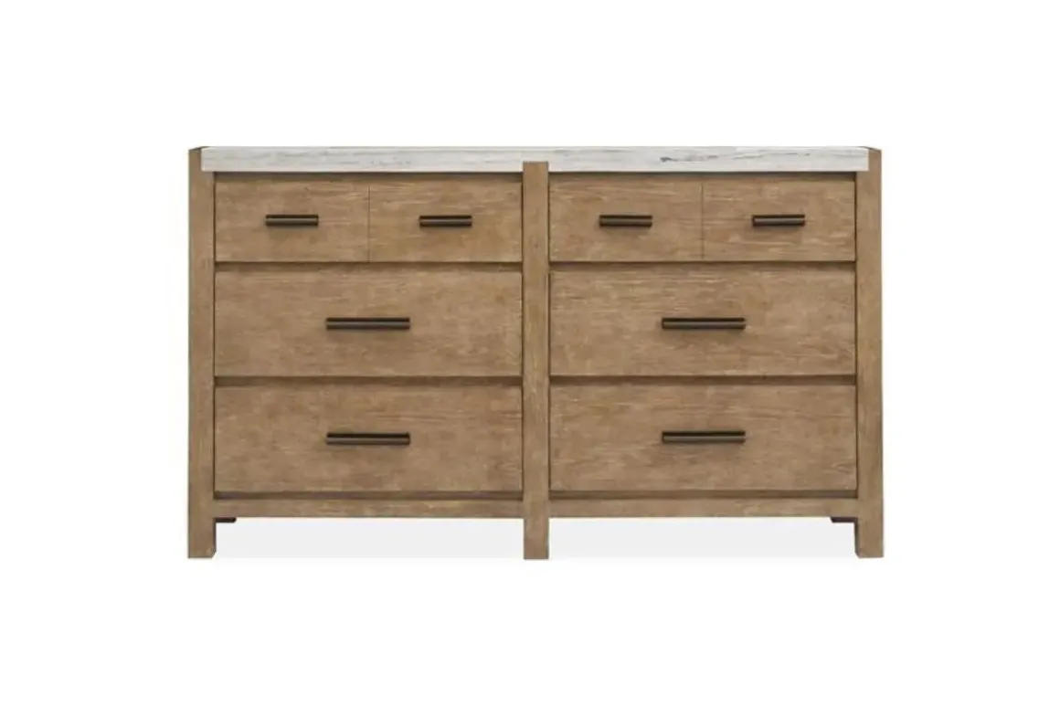 Aspen Valley Panel Bed W/ Storage, Dresser, Mirror & Nightstand In Sierra Brown, Queen