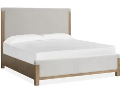 Aspen Valley Upholstered Panel Bed, Dresser, Mirror & Nightstand In Sierra Brown, Queen