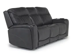 Banks 3 Power Sofa & Loveseat In Chesapeake Charcoal Leather