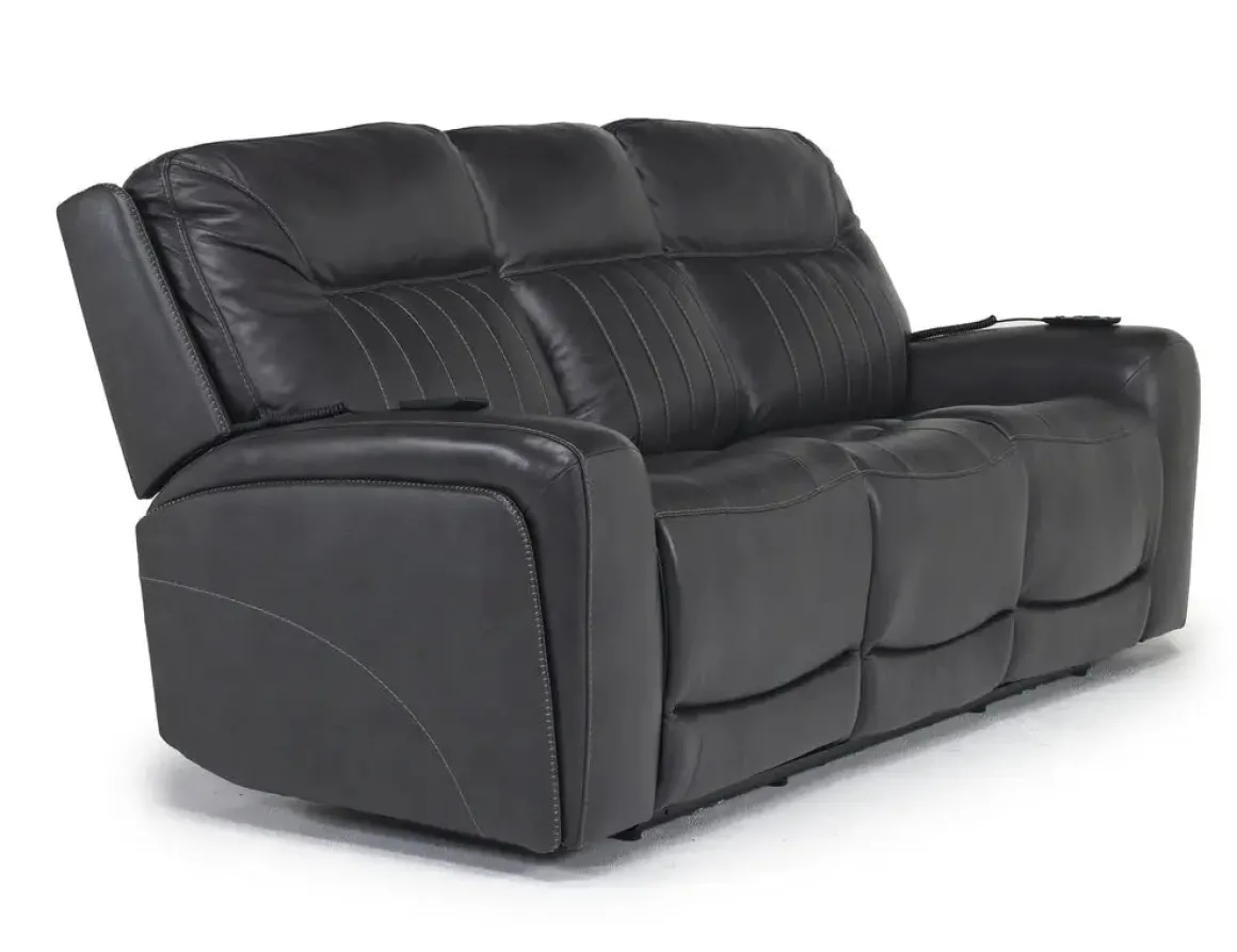 Banks 3 Power Sofa & Loveseat In Chesapeake Charcoal Leather