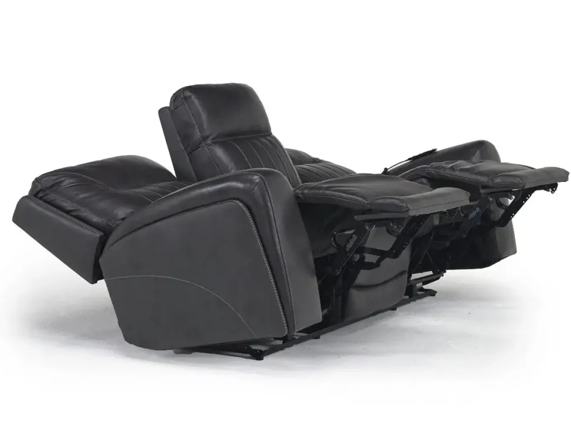 Banks 3 Power Sofa & Loveseat In Chesapeake Charcoal Leather