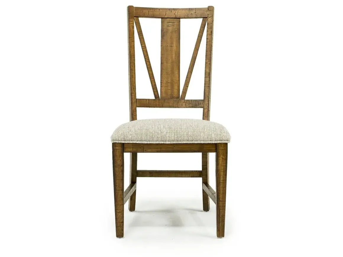 Bay Creek Extendable Dining Table & 4 Upholstered V-Back Chairs In Toasted Nutmeg