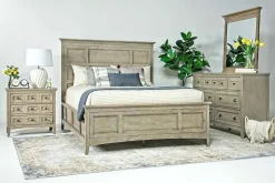 Bay Creek Panel Bed W/ Storage, Dresser, Mirror & Nightstand In Nutmeg, Queen
