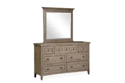 Bay Creek Panel Bed W/ Storage, Dresser, Mirror & Nightstand In Nutmeg, Queen