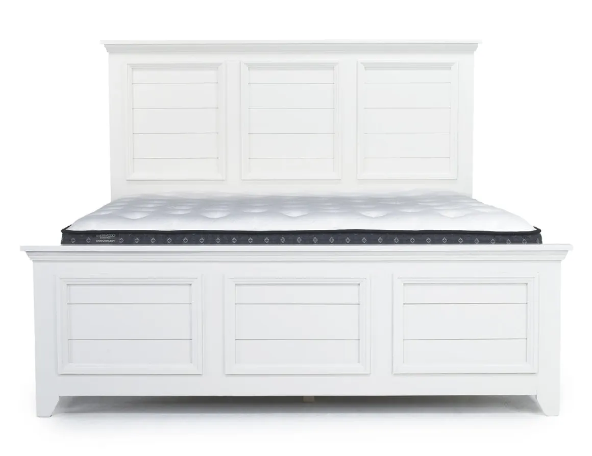 Bella Panel Bed, Dresser, Mirror & Nightstand In White, Twin