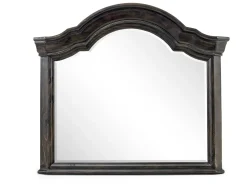 Bellamy Sleigh Bed, Dresser, Mirror & 4 Drawer Nightstand In Charcoal, Queen
