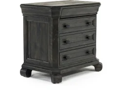 Bellamy Sleigh Bed, Dresser, Mirror & 4 Drawer Nightstand In Charcoal, Queen