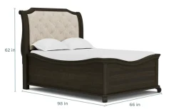 Bellamy Sleigh Bed W/ Storage In White, Queen