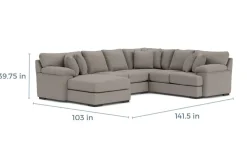 Bermuda Tux Loveseat Chaise Sectional Ii In Victory Sterling, Left Facing