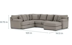 Bermuda Tux Loveseat Chaise Sectional Ii In Victory Sterling, Left Facing