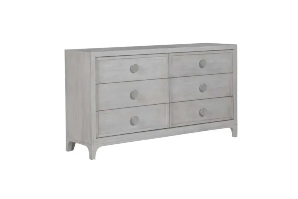 Boho Chic Platform Bed, Dresser, Mirror & Nightstand In Washed White, Full