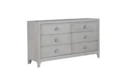 Boho Chic Platform Bed, Dresser, Mirror & Nightstand In Washed White, Full