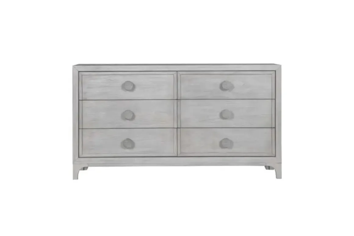Boho Chic Platform Bed, Dresser, Mirror & Nightstand In Washed White, Full