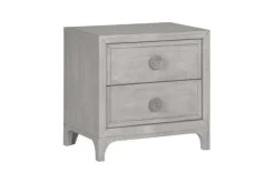 Boho Chic Platform Bed, Dresser, Mirror & Nightstand In Washed White, Full