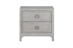 Boho Chic Platform Bed, Dresser, Mirror & Nightstand In Washed White, Full