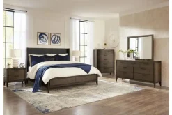 Boracay Panel Bed W/ Storage In Wild Oats Brown, Queen