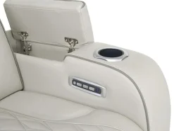 Boyington 2 Power Console Loveseat In Gray Leather