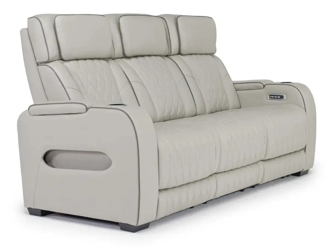 Boyington 2 Power Sofa W/ Drop Down Table In Black Leather