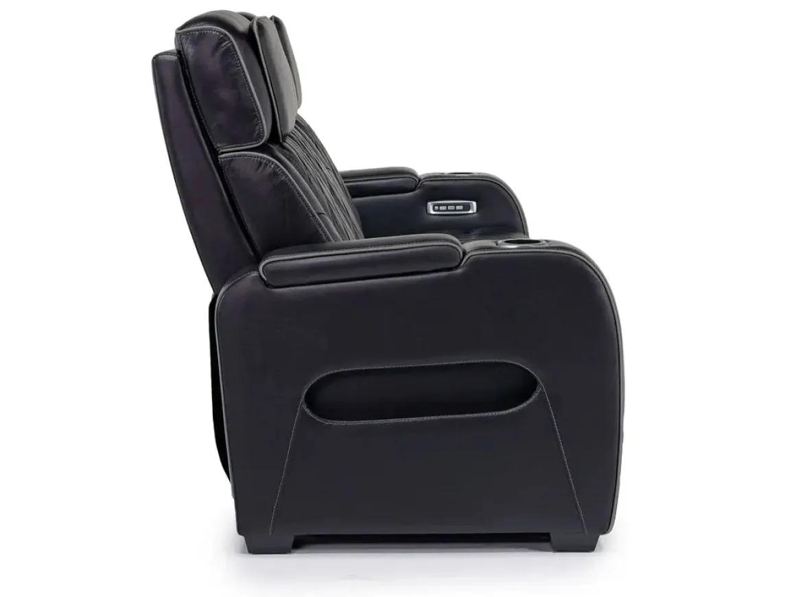 Boyington 2 Power Sofa W/ Drop Down Table In Black Leather