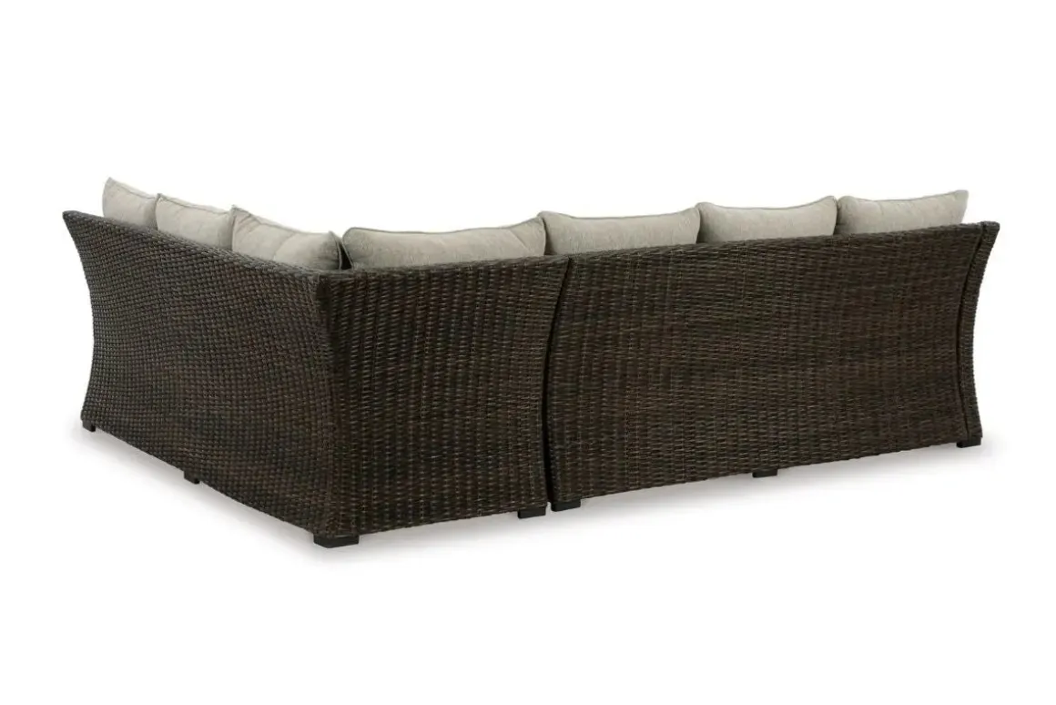 Brook Ranch Outdoor 3 Piece Sectional Set In Brown
