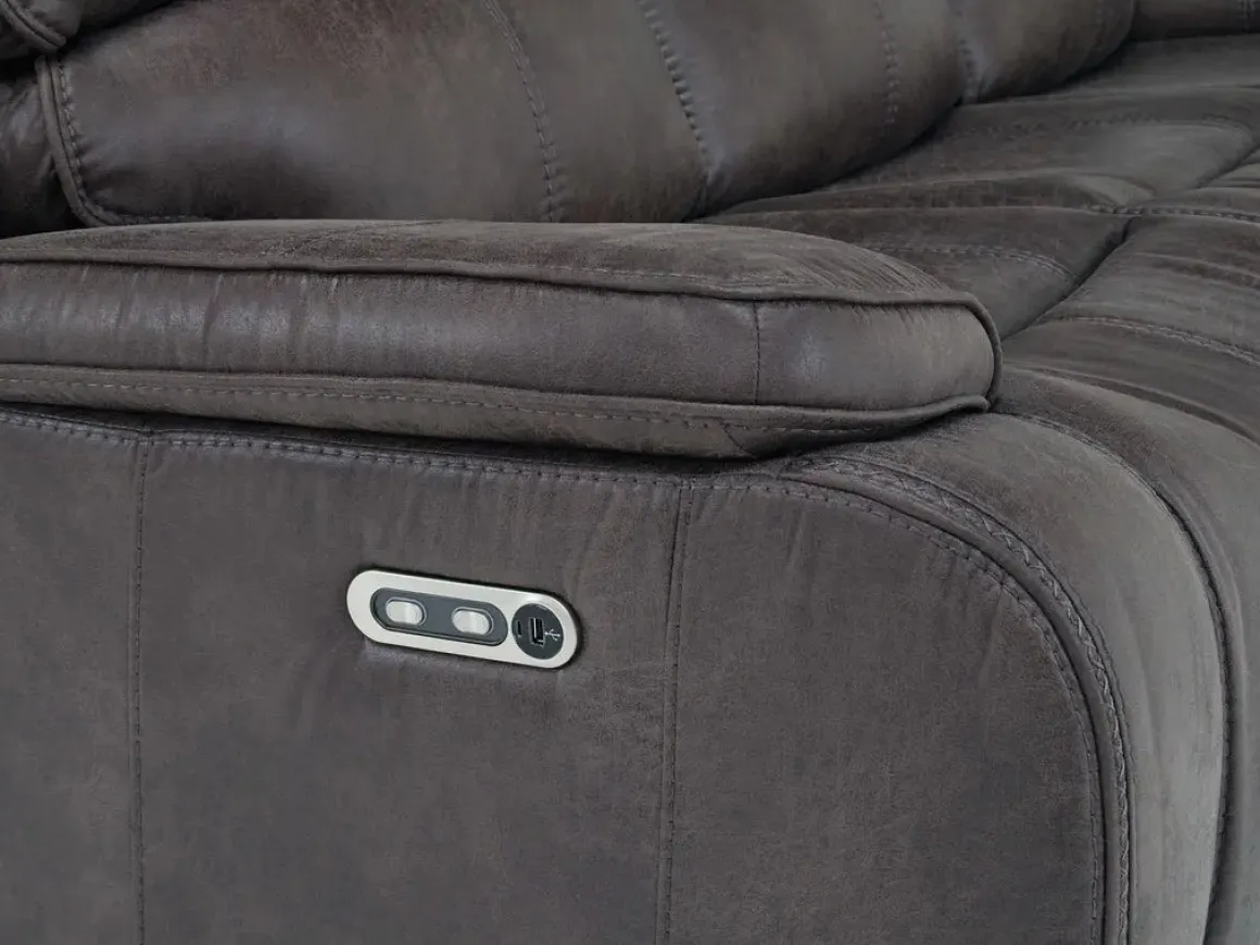 Brookings 2 Power Console Loveseat In Brown