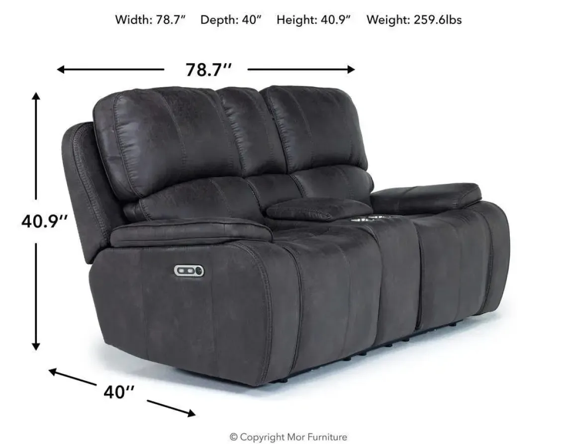 Brookings 2 Power Console Loveseat In Brown