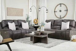 Brookings 2 Power Console Loveseat In Brown