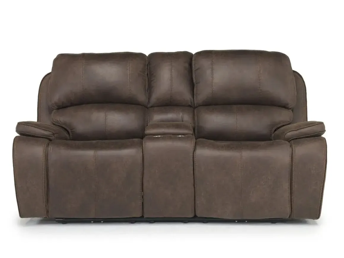 Brookings 2 Power Console Loveseat In Brown