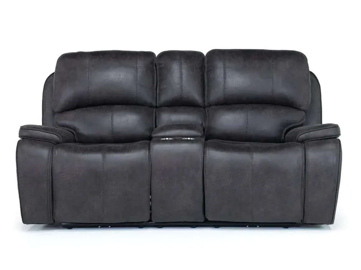 Brookings 2 Power Console Loveseat In Brown