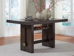 Burkhaus Counter Height Dining Table & 4 Stools In Biege/Dark Brown