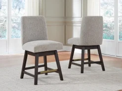 Burkhaus Upholstered Counter Height Swivel Stool In Beige/Dark Brown