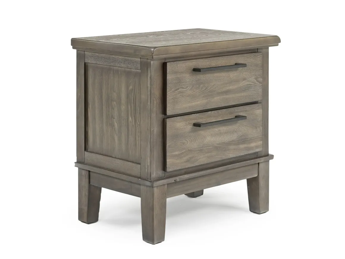 Cagney Upholstered Panel Bed W/ Storage, Dresser, Mirror & Nightstand In Gray, Queen