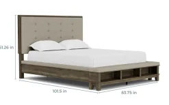 Cagney Upholstered Panel Bed W/ Storage, Dresser, Mirror & Nightstand In Gray, Queen