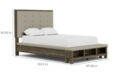 Cagney Upholstered Panel Bed W/ Storage In Gray, Queen